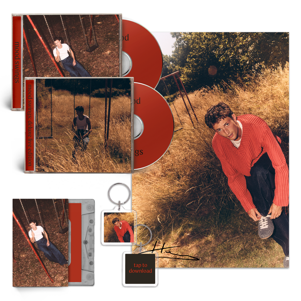 Henry Moodie - Mood Swings album bundle including a CD, deluxe CD, poster, signed photo, cassette and NFC keychain